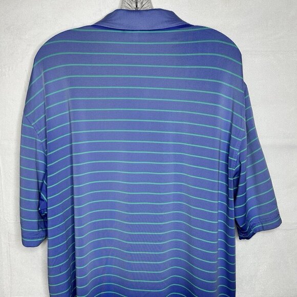 Peter Millar Summer Comfort Polo Shirt Blue Ombre Teal Striped Size L - Picture 8 of 9